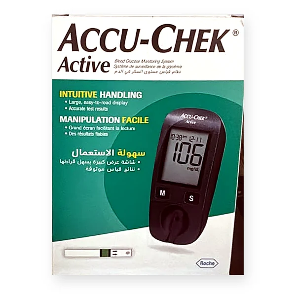Accu-Chek Active Meter box — Blood glucose (sugar) monitoring system, Roche